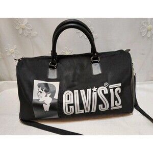Elvis Presley Black Duffel Bag Weekender Travel Gym Silhouette Tote Rock & Roll